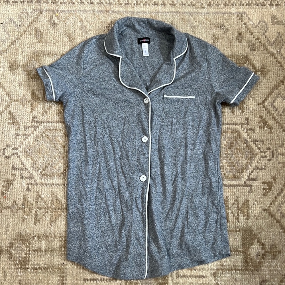 Cosabella Heather Grey Pima Cotton Pajama Short Sleeve Shirt Sz S